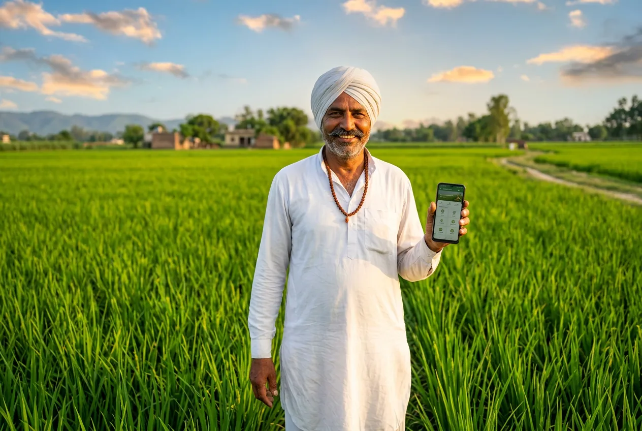 Indian farmer using technology